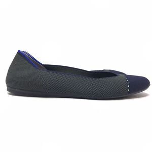 Rothy's The Square Highland Knit Cap Toe Ballet Flats Size 6.5 Navy Blue Green